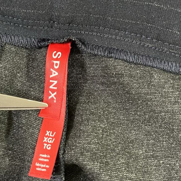 Spanx Womens Ponte Wide Leg High Rise Perfect Pants Size‎ XL Navy Gray Pinstripe - Picture 5 of 8